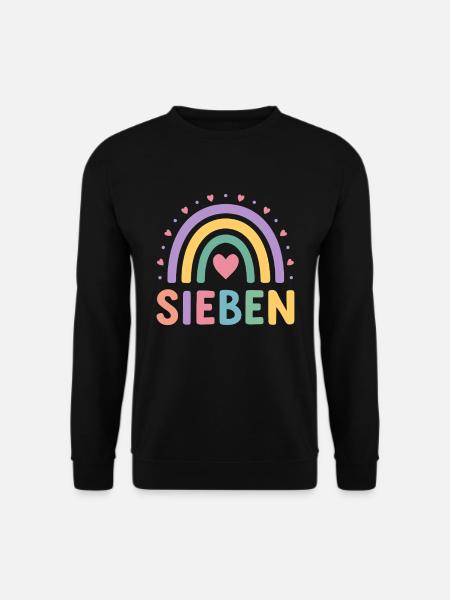 7. Geburtstag Regenbogen Herz Design - Unisex Pullover - Schwarz