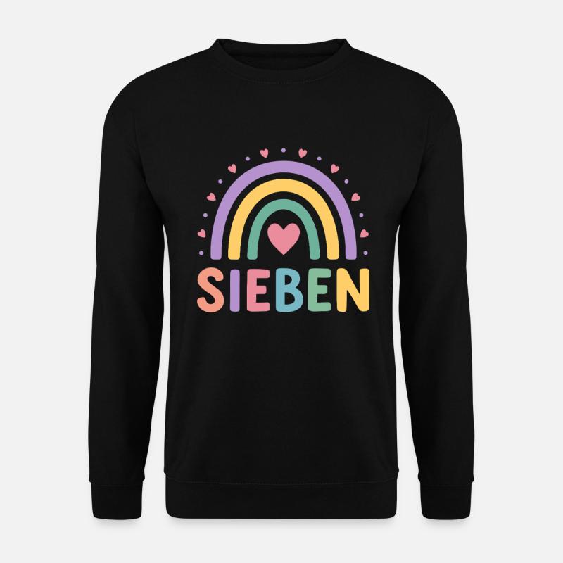 7e anniversaire arc-en-ciel coeur design - Sweat-shirt Unisexe - noir