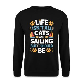 Sailing Saying Cats Sailor Cat Sailing Gift - Unisex Sweatshirt - black - Front - Alina (178cm) & Michal (187cm)