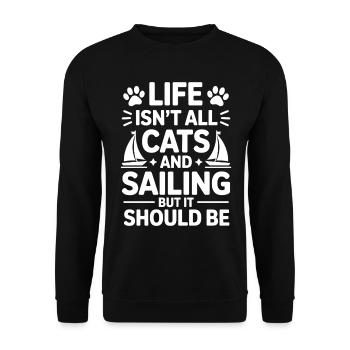 Segeln Spruch Katzen Segler Katze Segeln Geschenk - Unisex Pullover - Schwarz - Vorne - Alina (178cm) & Michal (187cm)