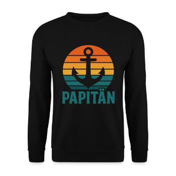 Papitän – The cool daddy captain - Unisex Sweatshirt - black - Front - Alina (178cm) & Michal (187cm)