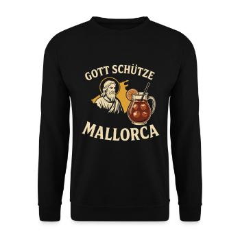 God bless Mallorca – Sangria & Sun - Unisex Sweatshirt - black - Front - Alina (178cm) & Michal (187cm)