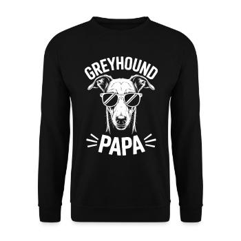 Greyhound Spruch Windhund Papa Greyhound Geschenk - Unisex Pullover - Schwarz - Vorne - Alina (178cm) & Michal (187cm)