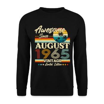 Août 1965 Vintage Vintage Rétro Anniversaire - Sweat-shirt Unisexe - noir - Devant - Alina (178cm) & Michal (187cm)