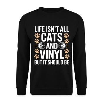 Vinyl Saying Cats Vinyl Record Vinyl Gift - Unisex Sweatshirt - black - Front - Alina (178cm) & Michal (187cm)