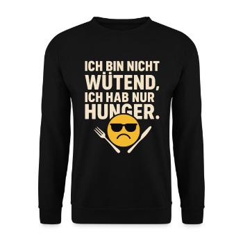Ich bin nicht wütend ich hab nur Hunger Shirt - Unisex Pullover - Schwarz - Vorne - Alina (178cm) & Michal (187cm)