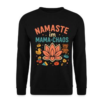 Namaste in mommy chaos - Unisex Sweatshirt - black - Front - Alina (178cm) & Michal (187cm)