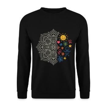Mandala & Children's Doodles - Unisex Sweatshirt - black - Front - Alina (178cm) & Michal (187cm)