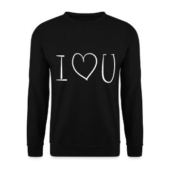 herz ich liebe dich text symbol - Unisex Pullover - Schwarz - Vorne - Alina (178cm) & Michal (187cm)