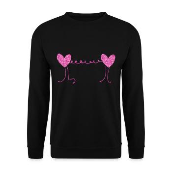 herzen pink glitzer muster - Unisex Pullover - Schwarz - Vorne - Alina (178cm) & Michal (187cm)