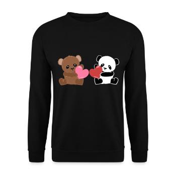 Panda Bears AnimalLove Hearts Sweet Friends - Unisex Sweatshirt - black - Front - Alina (178cm) & Michal (187cm)