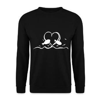 fische tierschützer herz wasser blau welle - Unisex Pullover - Schwarz - Vorne - Alina (178cm) & Michal (187cm)