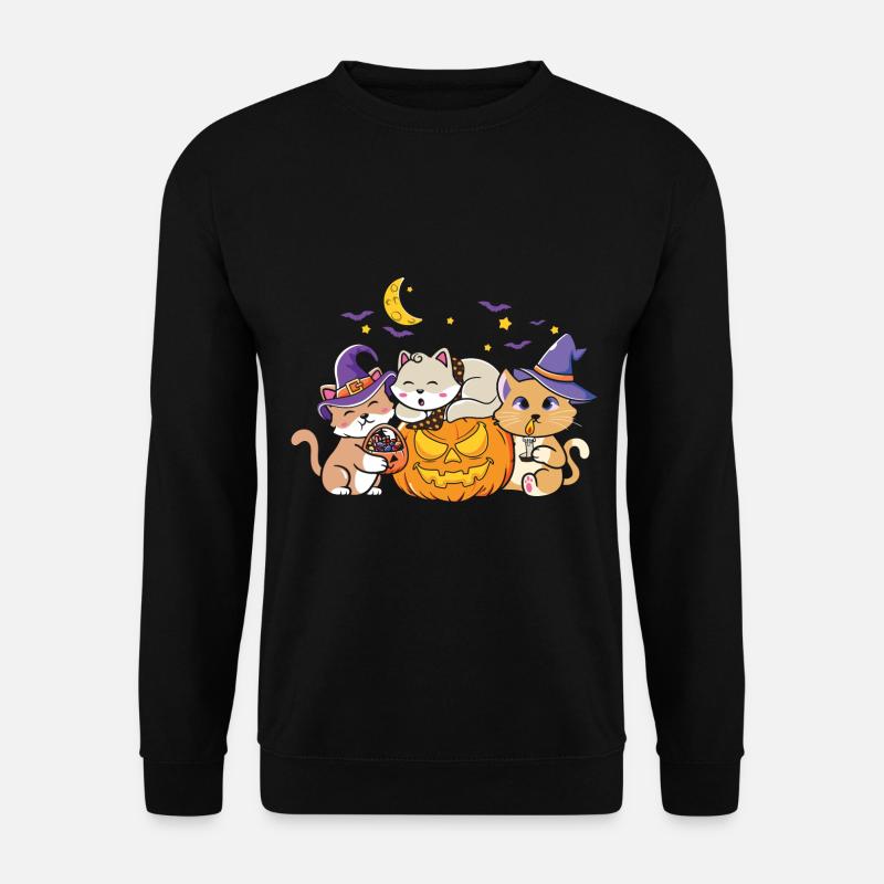 Sorcière chat d’Halloween - Sweat-shirt Unisexe - noir