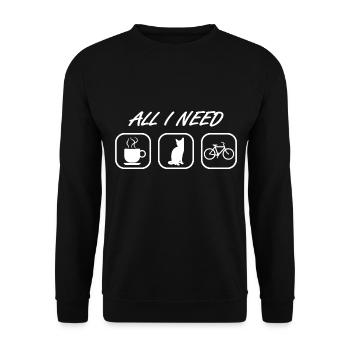 Katze Fahrrad Kaffee - Unisex Pullover - Schwarz - Vorne - Alina (178cm) & Michal (187cm)