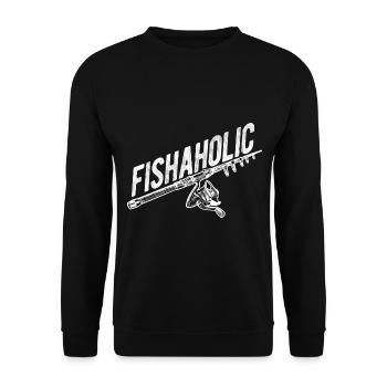 Angler Spruch zum Angeln Angel - Unisex Pullover - Schwarz - Vorne - Alina (178cm) & Michal (187cm)