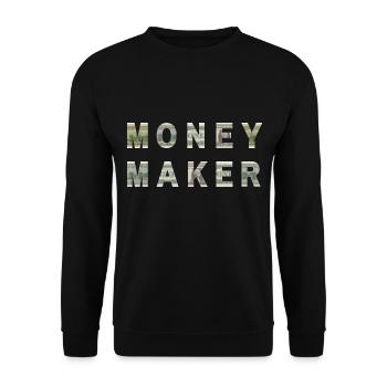 Money Maker Dollar Bill Texture Motivation - Unisex Sweatshirt - black - Front - Alina (178cm) & Michal (187cm)