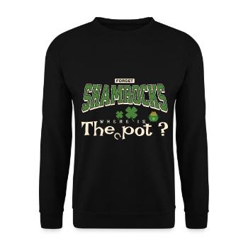 Vergiss Kleeblätter Wo ist der Pot Fun Irischer Feiertag - Unisex Pullover - Schwarz - Vorne - Alina (178cm) & Michal (187cm)