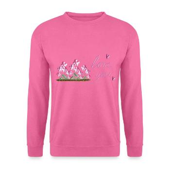 fleurs roses Je t’aime coeur - Sweat-shirt Unisexe - rose - Devant