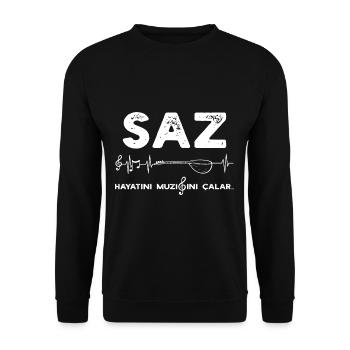 Saz Instrument Arabe Turquie Tradition - Sweat-shirt Unisexe - noir - Devant - Alina (178cm) & Michal (187cm)