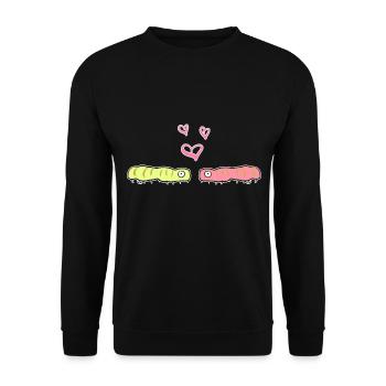 raupe liebe pärchen symbol tiere - Unisex Pullover - Schwarz - Vorne - Alina (178cm) & Michal (187cm)