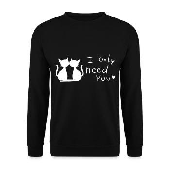 ich brauche nur dich liebe katzen - Unisex Pullover - Schwarz - Vorne - Alina (178cm) & Michal (187cm)