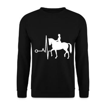 Dressur Dressurreiten Dressurreiter Reiten Pferd - Unisex Pullover - Schwarz - Vorne - Alina (178cm) & Michal (187cm)