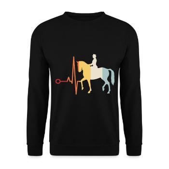 Dressur Dressurreiten Dressurreiter Reiten Pferd - Unisex Pullover - Schwarz - Vorne - Alina (178cm) & Michal (187cm)