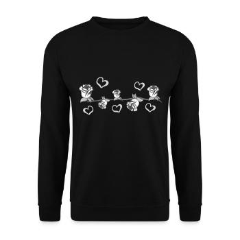 graue pflanzen linie blume herzen strich blumen - Unisex Pullover - Schwarz - Vorne - Alina (178cm) & Michal (187cm)