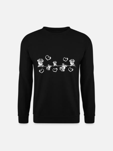 graue pflanzen linie blume herzen strich blumen - Unisex Pullover - Schwarz