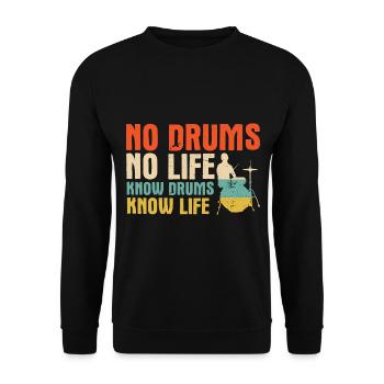 Schlagzeug Spieler Drummer - Unisex Pullover - Schwarz - Vorne - Alina (178cm) & Michal (187cm)