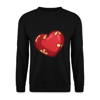 Herz mit Pflaster - Unisex Pullover - Schwarz - Vorne - Alina (178cm) & Michal (187cm)
