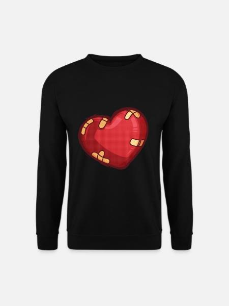 Herz mit Pflaster - Unisex Pullover - Schwarz