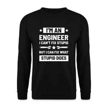 Sarcasme ingénieur énonciation drôle - Sweat-shirt Unisexe - noir - Devant - Alina (178cm) & Michal (187cm)