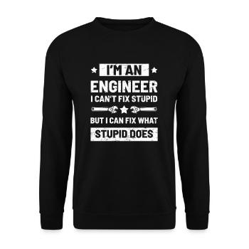 Ingénieur humour sarcastique - Sweat-shirt Unisexe - noir - Devant - Alina (178cm) & Michal (187cm)