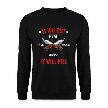 couteau forgé de forge - Sweat-shirt Unisexe - noir - Devant - Alina (178cm) & Michal (187cm)