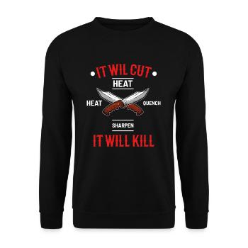 couteau forgé de forge - Sweat-shirt Unisexe - noir - Devant - Alina (178cm) & Michal (187cm)