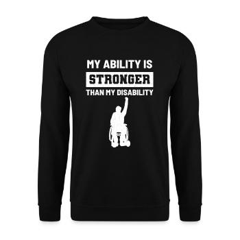 Fauteuil roulant handicapé - Sweat-shirt Unisexe - noir - Devant - Alina (178cm) & Michal (187cm)