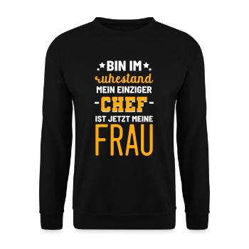 Pensionierung Ehemann im Ruhestand - Unisex Pullover - Schwarz - Vorne - Alina (178cm) & Michal (187cm)
