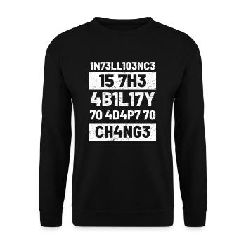 Intelligenz-Nerd Wissenschaft Zitat - Unisex Pullover - Schwarz - Vorne - Alina (178cm) & Michal (187cm)