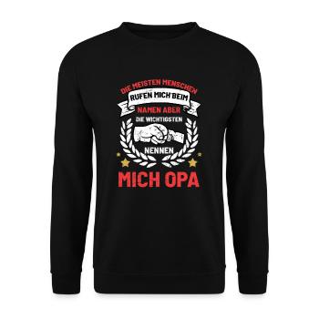 Opa und Enkel - Unisex Pullover - Schwarz - Vorne - Alina (178cm) & Michal (187cm)