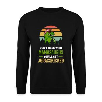 Mamasaurus Muttertag - Unisex Pullover - Schwarz - Vorne - Alina (178cm) & Michal (187cm)