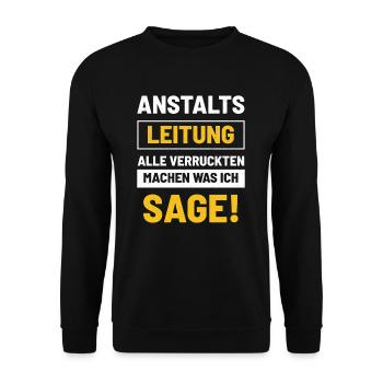 Anstalts Leitung - Unisex Pullover - Schwarz - Vorne - Alina (178cm) & Michal (187cm)