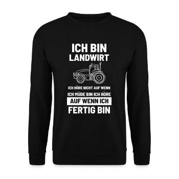 Ich bin Landwirt - Unisex Pullover - Schwarz - Vorne - Alina (178cm) & Michal (187cm)