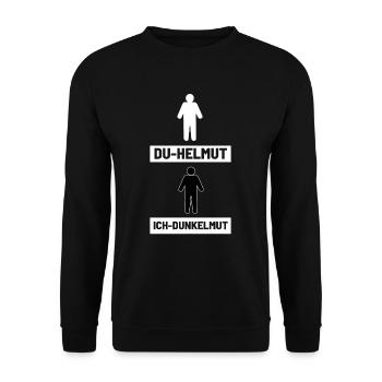 Du Helmut Ich Dunkelmut - Unisex Pullover - Schwarz - Vorne - Alina (178cm) & Michal (187cm)