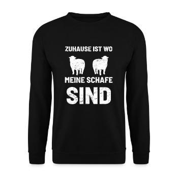 Zuhause ist wo meine Schafe sind - Unisex Pullover - Schwarz - Vorne - Alina (178cm) & Michal (187cm)