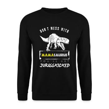Mama-Saurus-Muttertag - Unisex Pullover - Schwarz - Vorne - Alina (178cm) & Michal (187cm)
