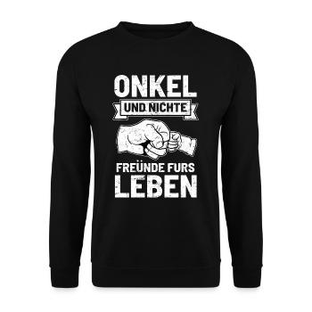 Onkel Nichte - Unisex Pullover - Schwarz - Vorne - Alina (178cm) & Michal (187cm)