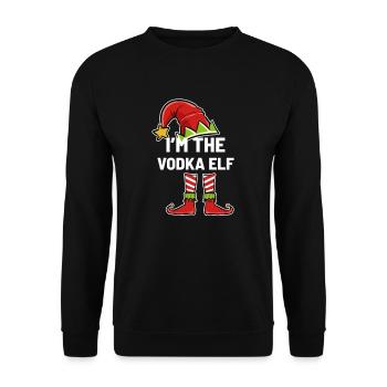 Weihnachts-Wodka-Elf - Unisex Pullover - Schwarz - Vorne - Alina (178cm) & Michal (187cm)