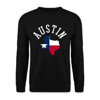 Texas Austin Wappen - Unisex Pullover - Schwarz - Vorne - Alina (178cm) & Michal (187cm)