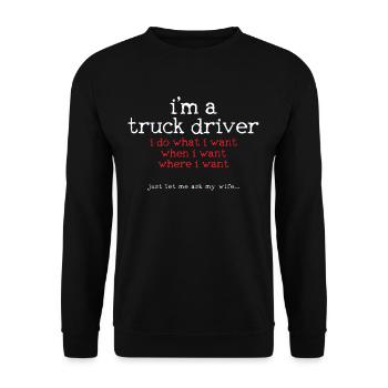 Camionneur chauffeur de camion chauffeur de camion camion - Sweat-shirt Unisexe - noir - Devant - Alina (178cm) & Michal (187cm)